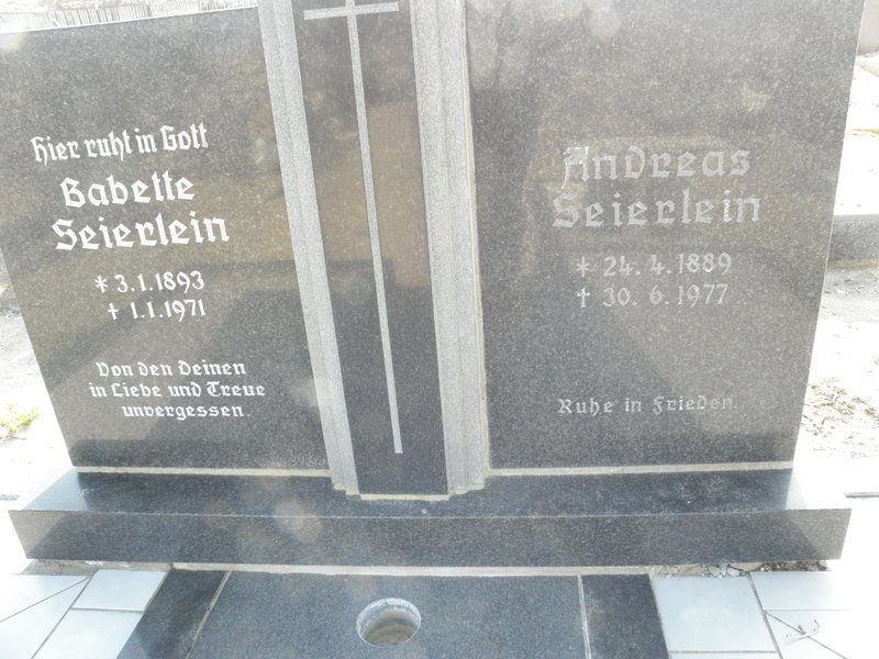 SEIERLEIN Andreas 1889-1977 &amp; Babette 1893-1971 