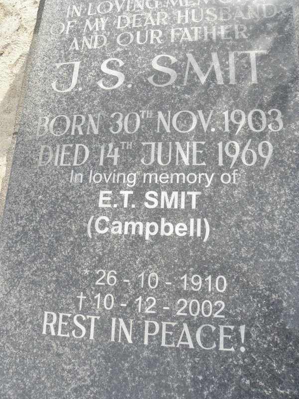 SMIT J.S. 1903-1969 &amp; E.T. CAMPBELL 1910-2002