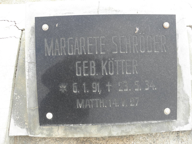 SCHRÖDER Margarete nee KÖTTER 1891-1934