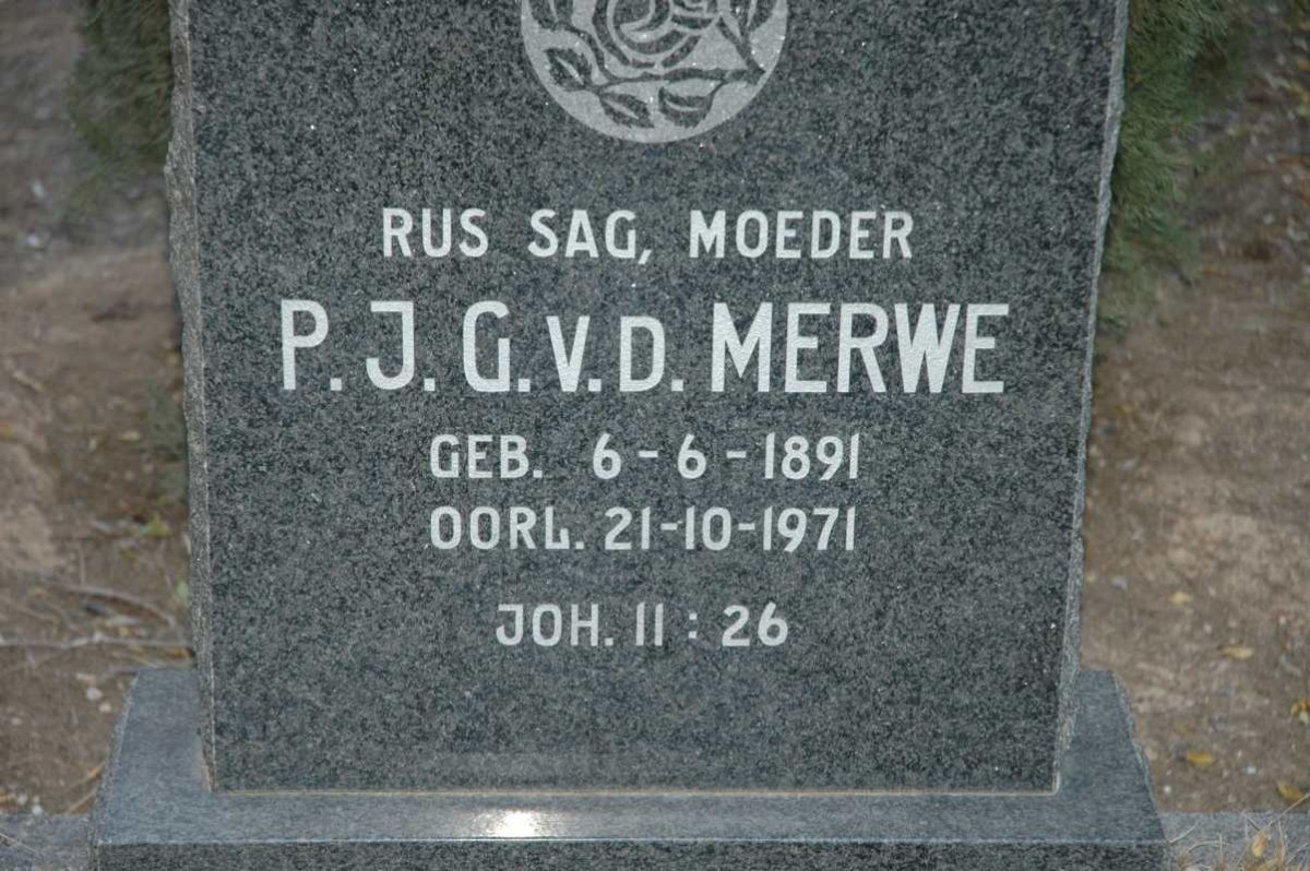 MERWE P.J.G., v.d. 1891-1971