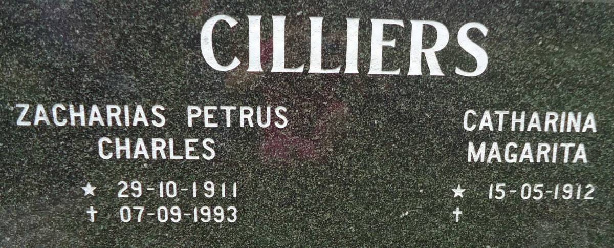 CILLIERS Zacharias Petrus Charles 1911-1993 &amp; Catharina Magrita 1912-