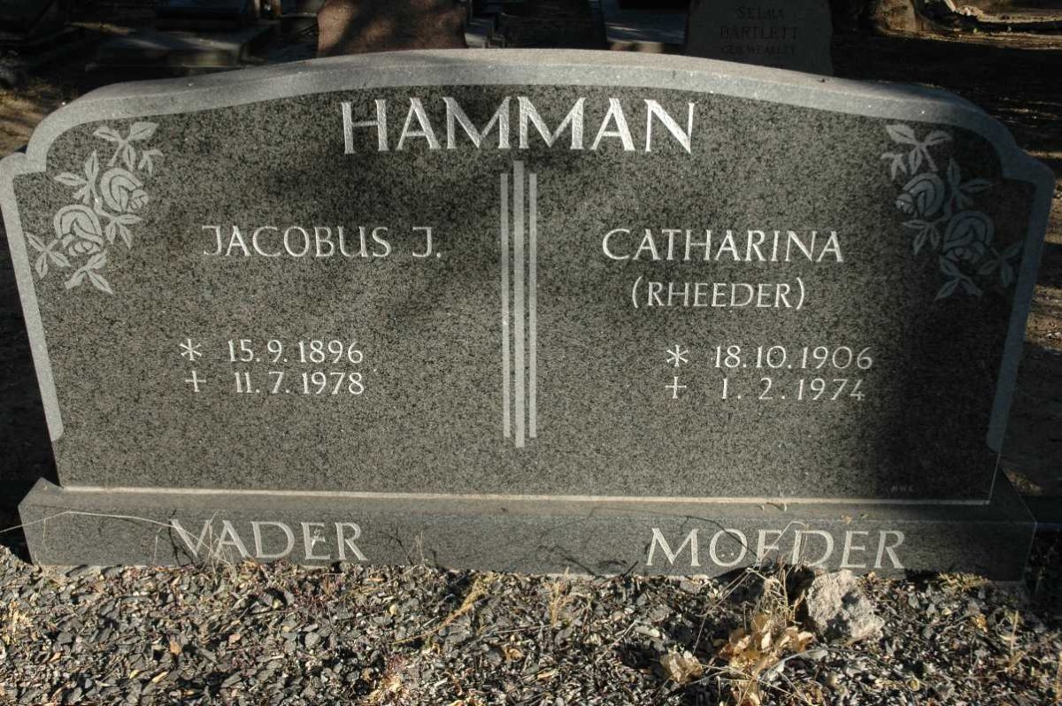 HAMMAN Jacobus J. 1896-1978 &amp; Catharina RHEEDER 1906-1974