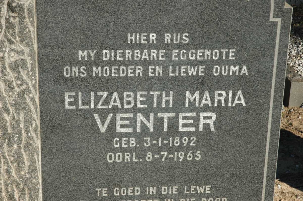 VENTER Elizabeth Maria 1892-1965