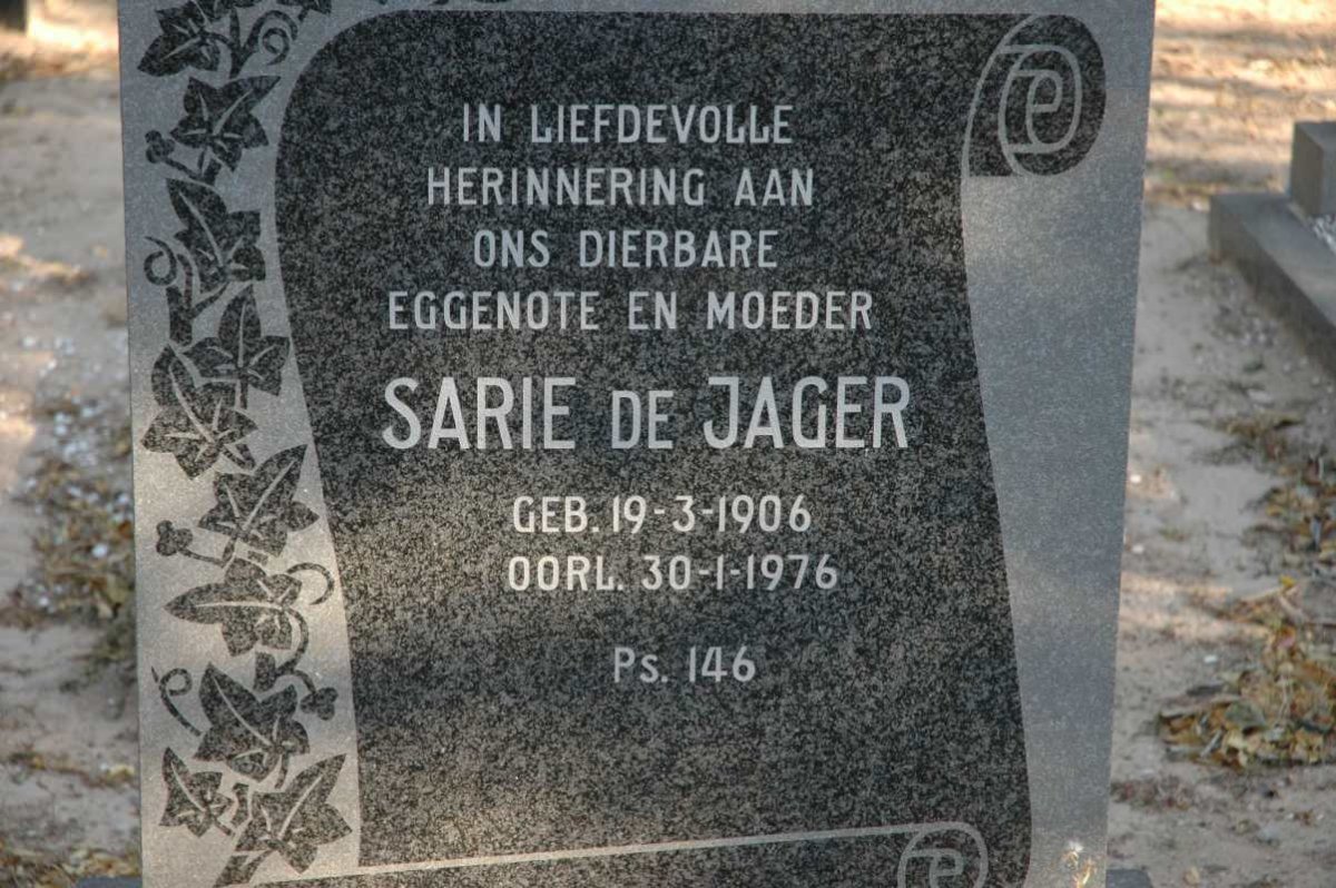 JAGER Sarie, de 1906-1976