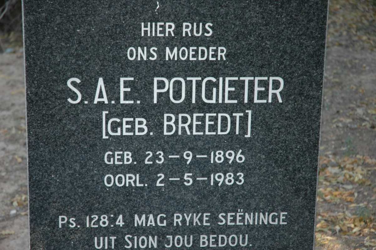POTGIETER S.A.E. nee BREEDT 1896-1983