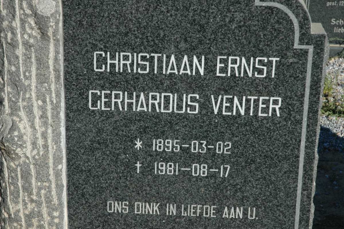 VENTER Christiaan Ernst Gerhardus 1895-1981