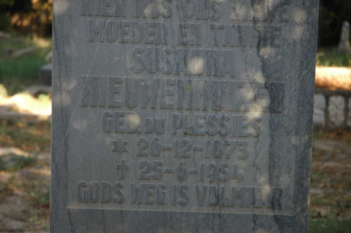 NIEUWENHUIZEN Susanna nee DU PLESSIS 1873-1954