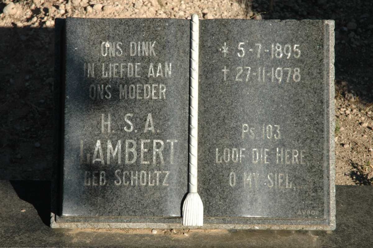 LAMBERT H.S.A. nee SCHOLTZ 1895-1978