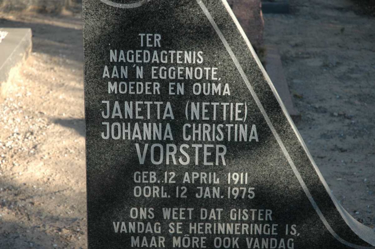 VORSTER Janetta Johanna Chtistina 1911-1975