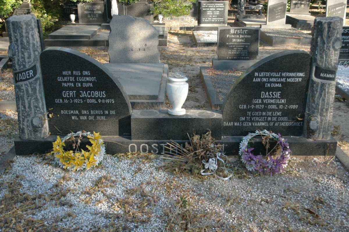 OOSTHUIZEN Gert Jacobus 1925-1975 &amp; Dassie VERMEULEN 1929-1989