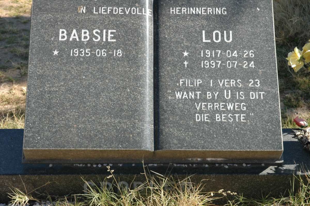 GROBLER Lou 1917-1997 &amp; Babsie 1935-