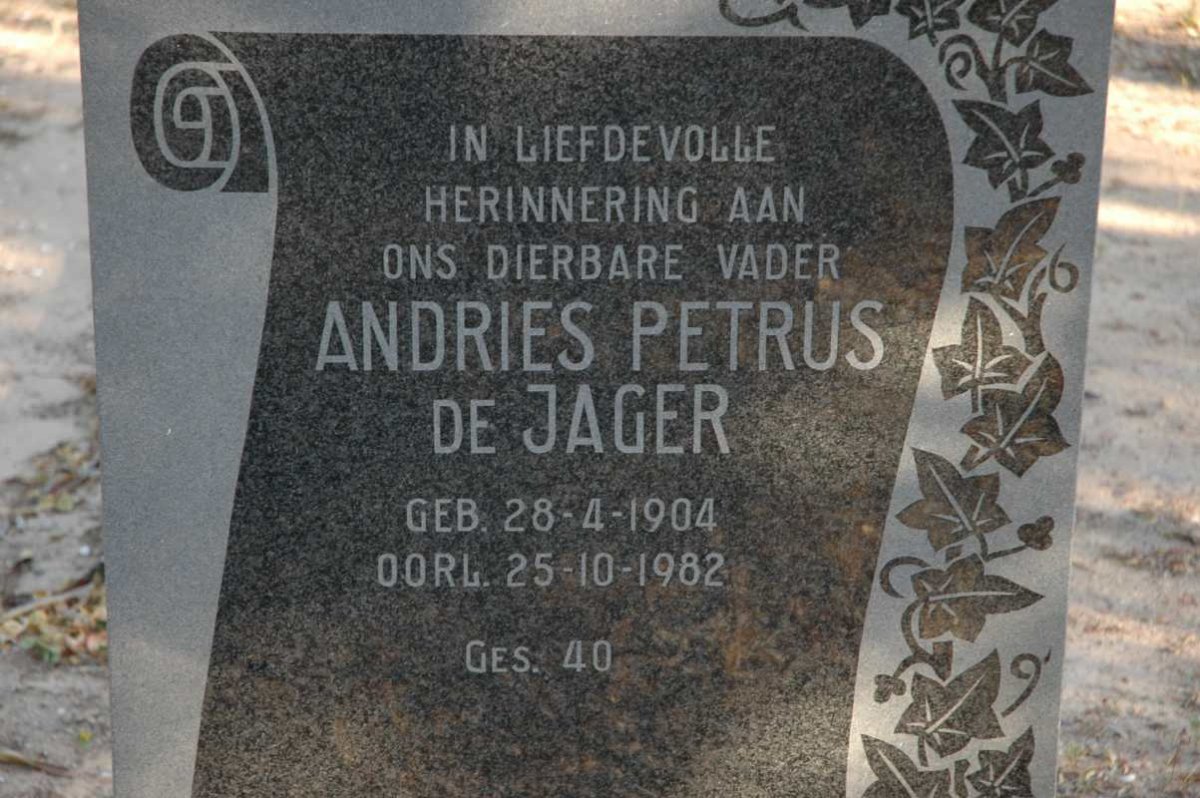 JAGER Andries Petrus, de 1904-1982