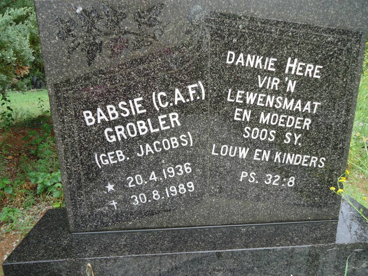 GROBLER C.A.F. nee JACOBS 1936-1989