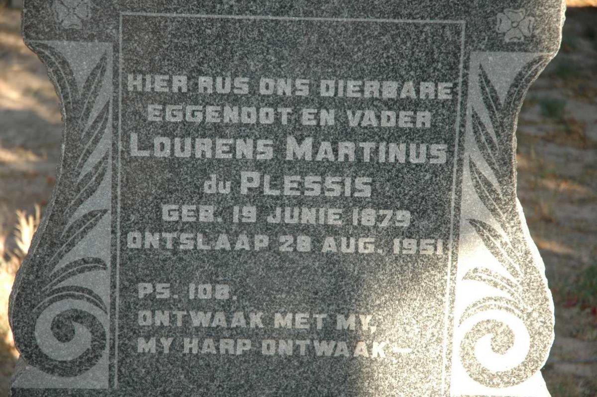 PLESSIS Lourens Martinus, du 1879-1951