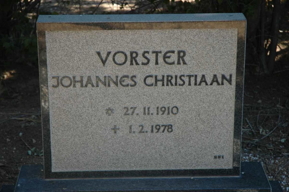 VORSTER Johannes Christiaan 1910-1978