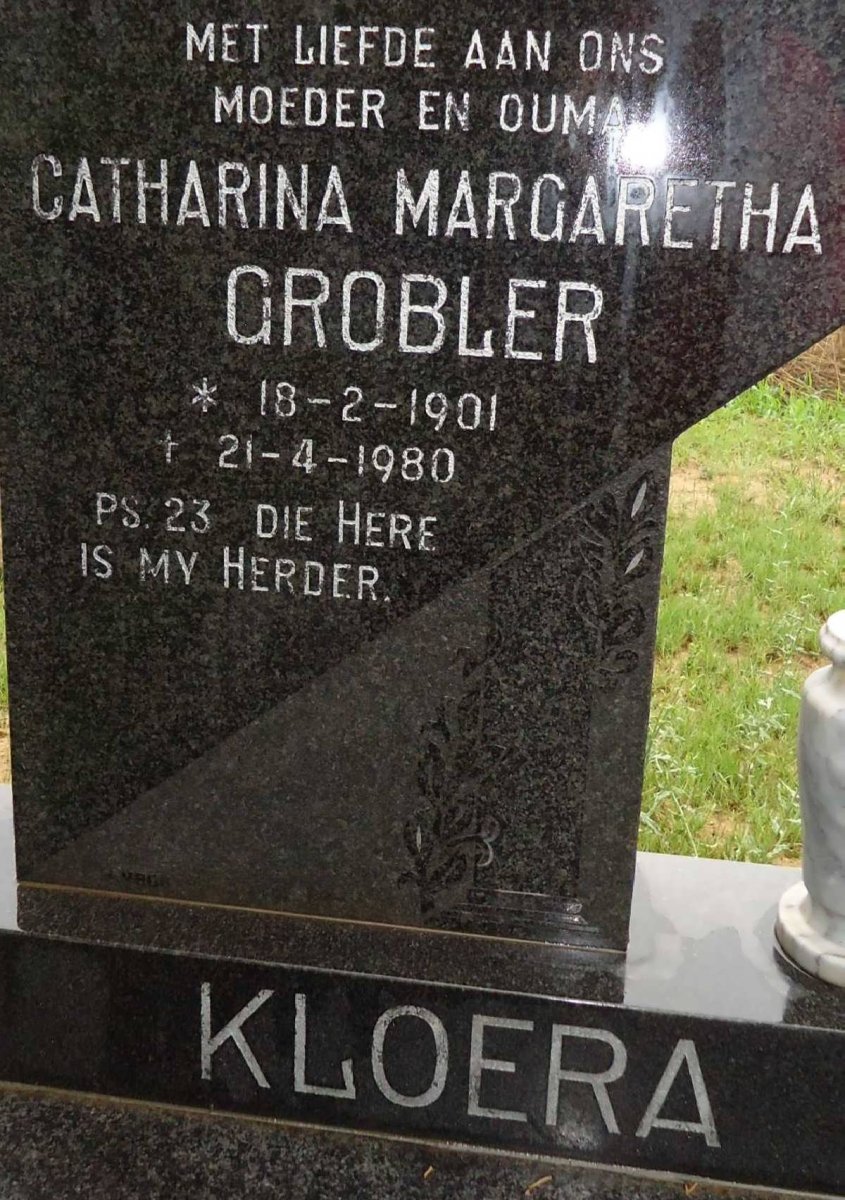 GROBLER Catharina Margaretha nee KLOERA 1901-1980
