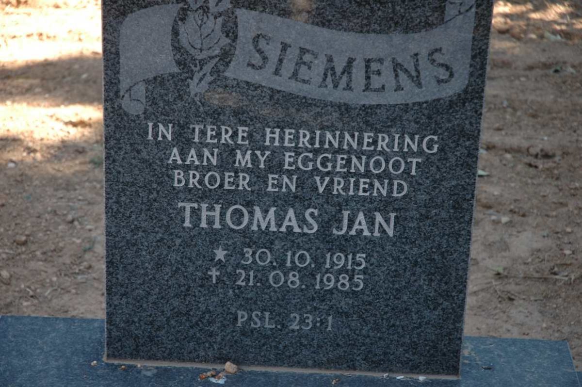 SIEMENS Thomas Jan 1915-1985