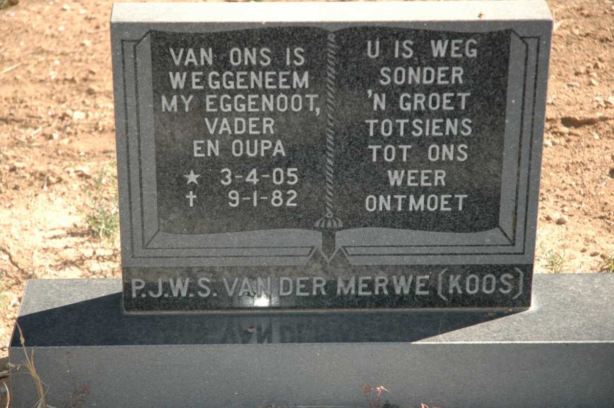 MERWE P.J.W.S., van der 1905-1982