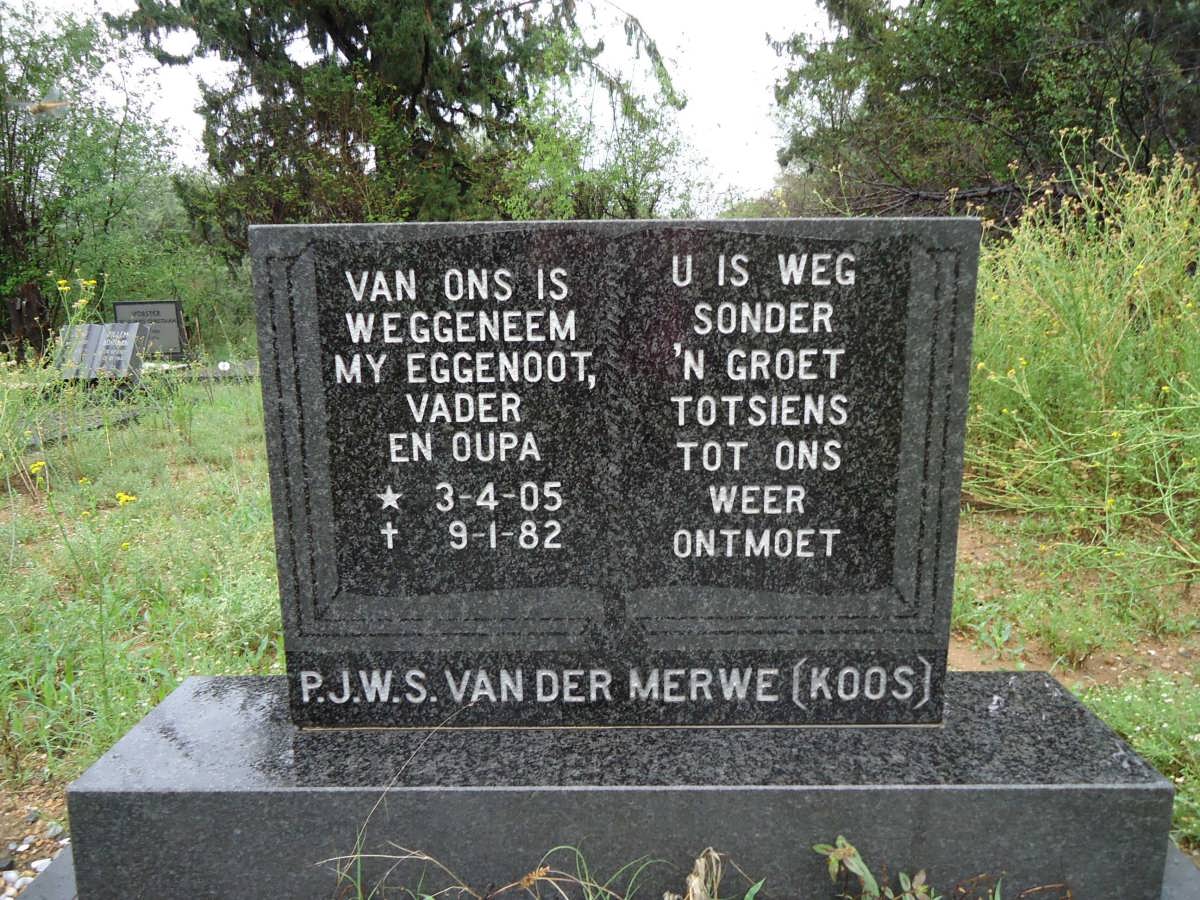 MERWE P.J.W.S., v.d. 1905-1982