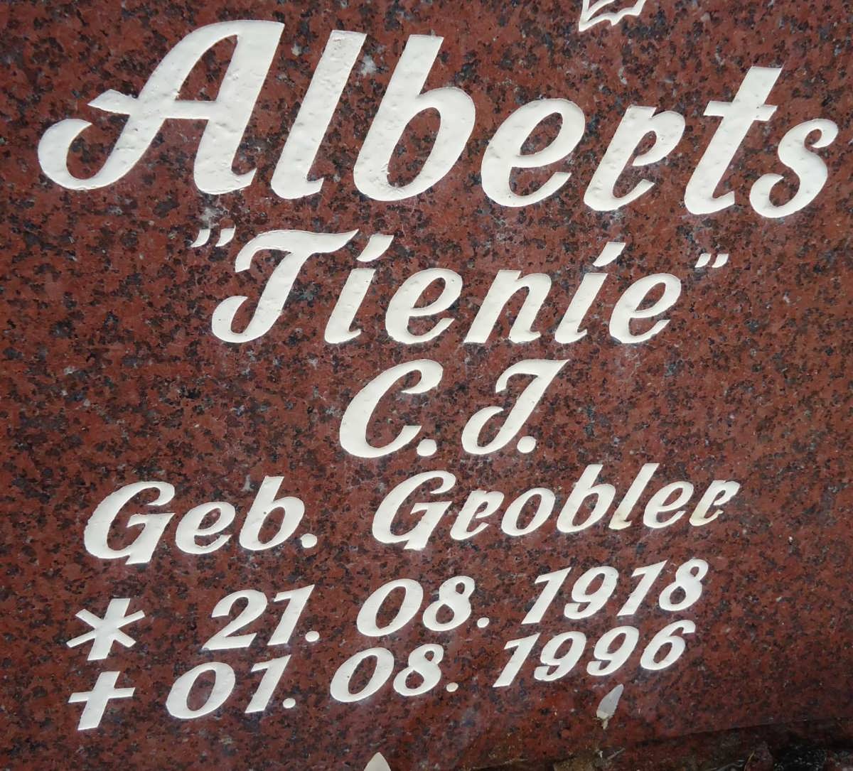 ALBERTS Christina Johanna Albertina nee GROBLER 1918-1996