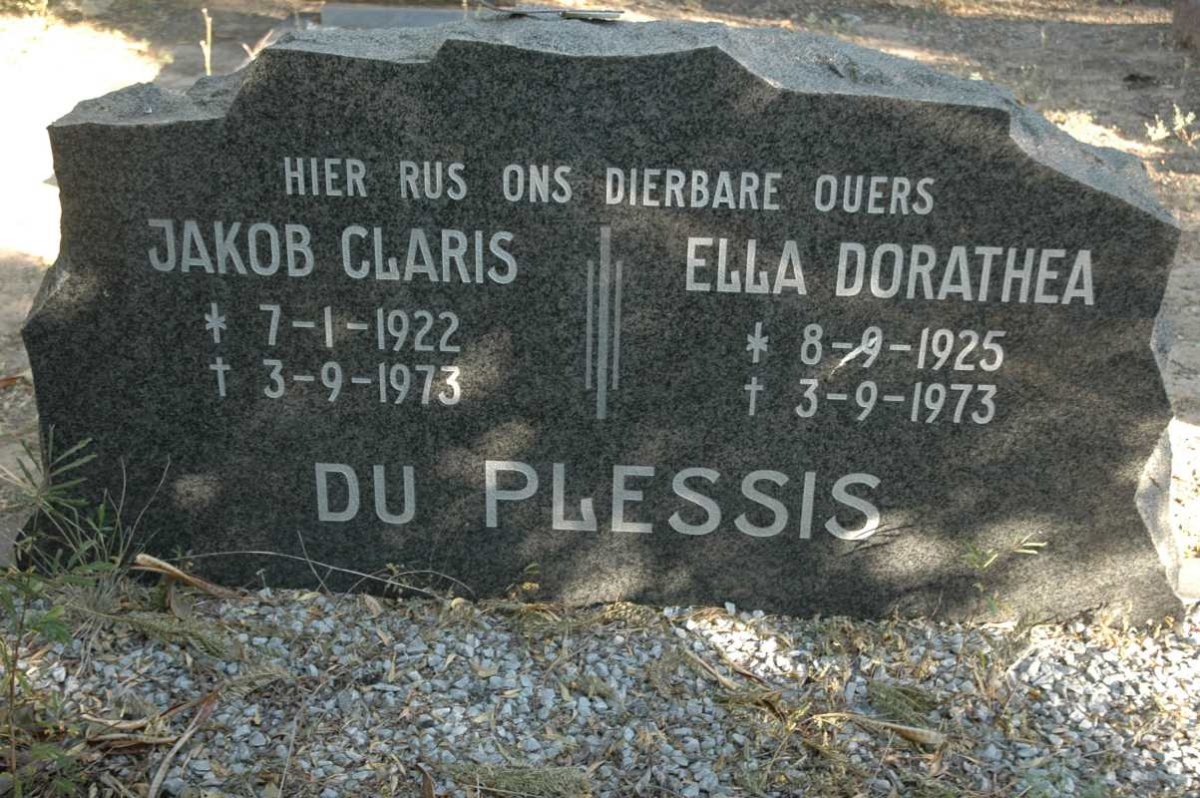 PLESSIS Jakob Claris, du 1922-1973 &amp; Ella Dorathea 1925-1973