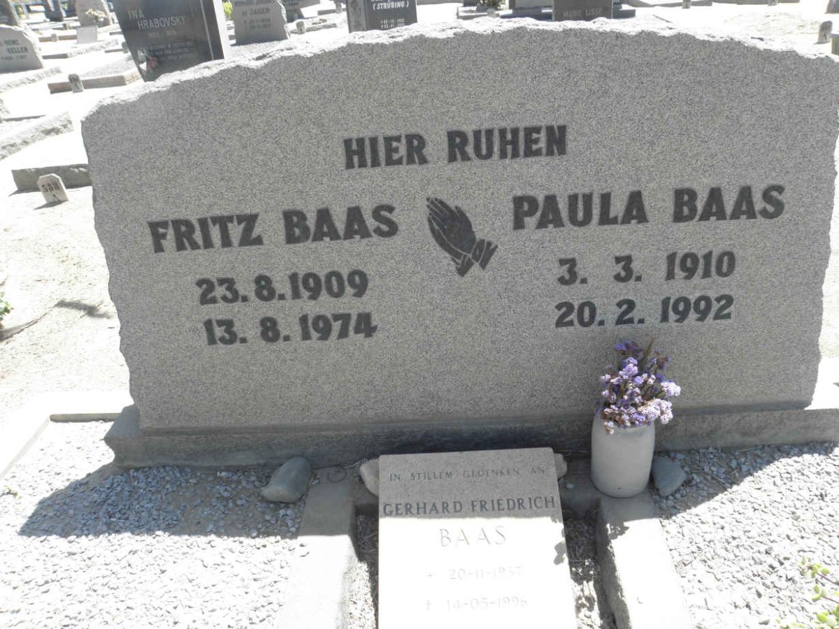 BAAS Fritz 1909-1974 &amp; Paula 1910-1992 :: BAAS Gerhard Friedrich 1857-1906