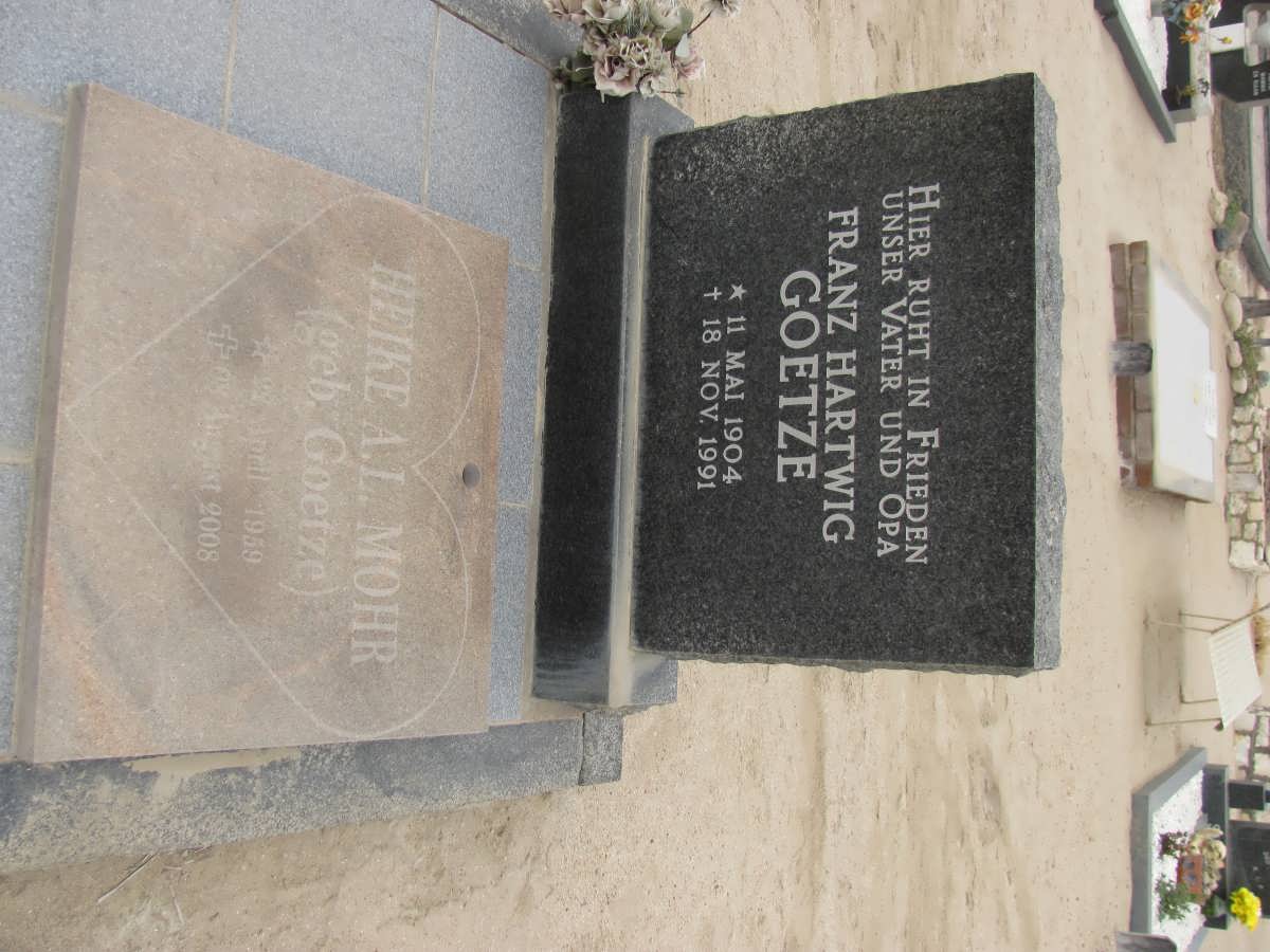 GOETZE Franz Hartwig 1904-1991 :: MOHR Heike A.L. nee GOETZE 1959-2008