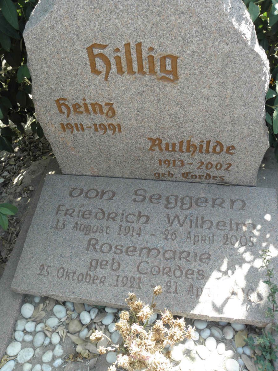 HILLIG Heinz 1911-1991 &amp; Ruthilde CORDES 1913-2002 :: SEGGERN Friedrich Wilhelm 1914-2005 &amp; Rosemarie CORDES 1921-2005