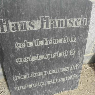 HÄNISCH Hans 1904-1905