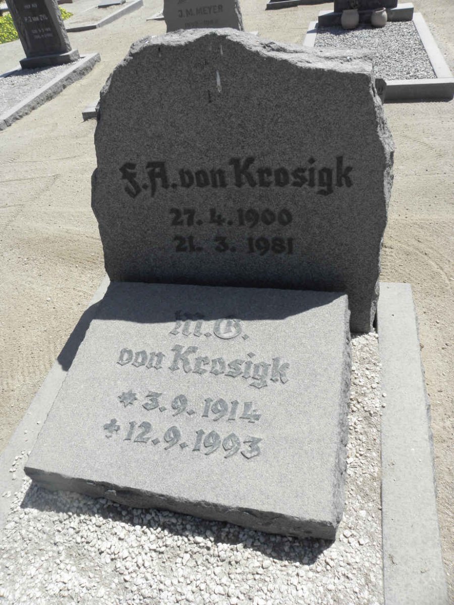 KROSIGK F.A., von 1900-1981 &amp; M.C. 1914-1993
