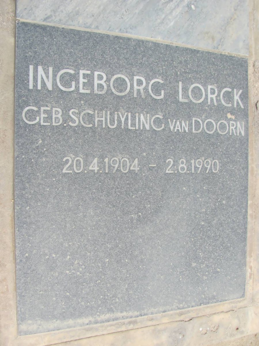LORCK Ingeborg nee SCHUYLING VAN DOORN 1904-1990
