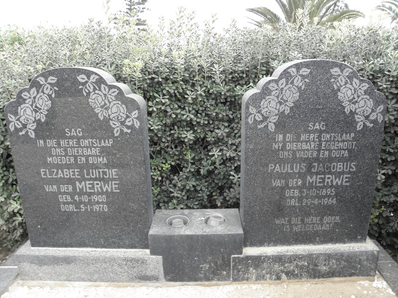 MERWE Paulus Jacobus, van der 1895-1964 &amp; Elzabee Luitjie 1900-1970
