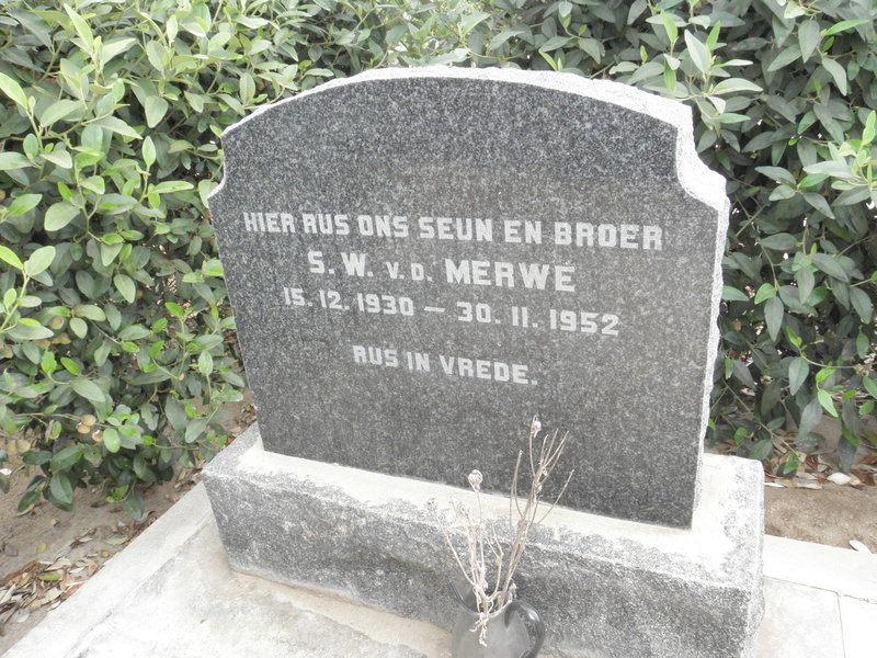 MERWE S.W., v.d. 1930-1952