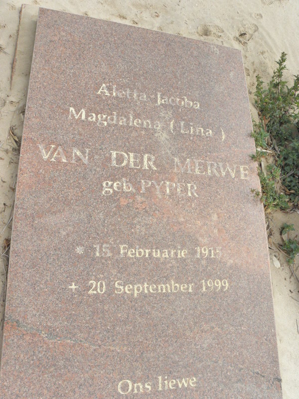 MERWE Aletta Jacoba Magdalena, van der nee PYPER 1915-1999
