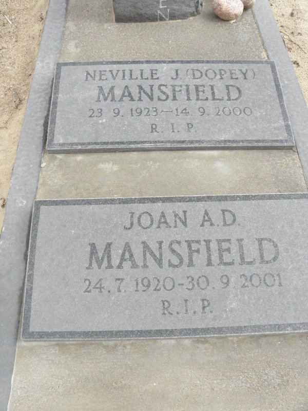 MANSFIELD Neville J. 1923-2000 &amp; Joan A.D. GREEN 1920-2001