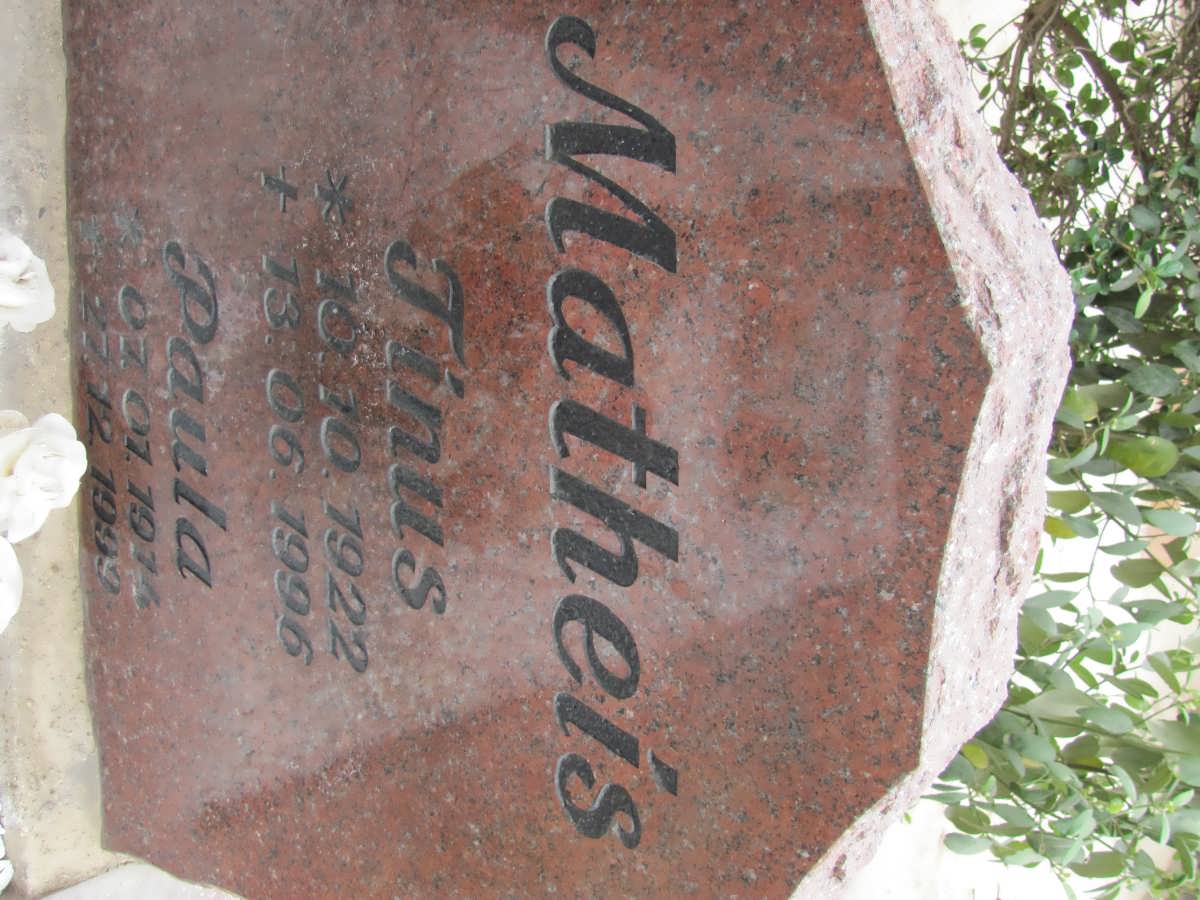 MATHEIS Tinus 1922-1996 &amp; Paula 1924-1999
