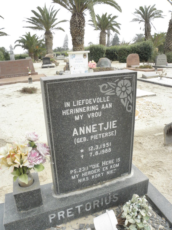 PRETORIUS Annetjie nee PIETERSE 1951-1988