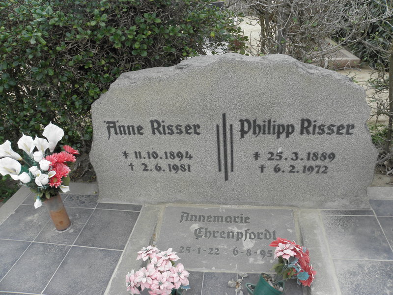 RISSER  Philipp 1889-1972 &amp; Anne 1894-1981 :: EHRENPFORDT Annemarie 1922-1995