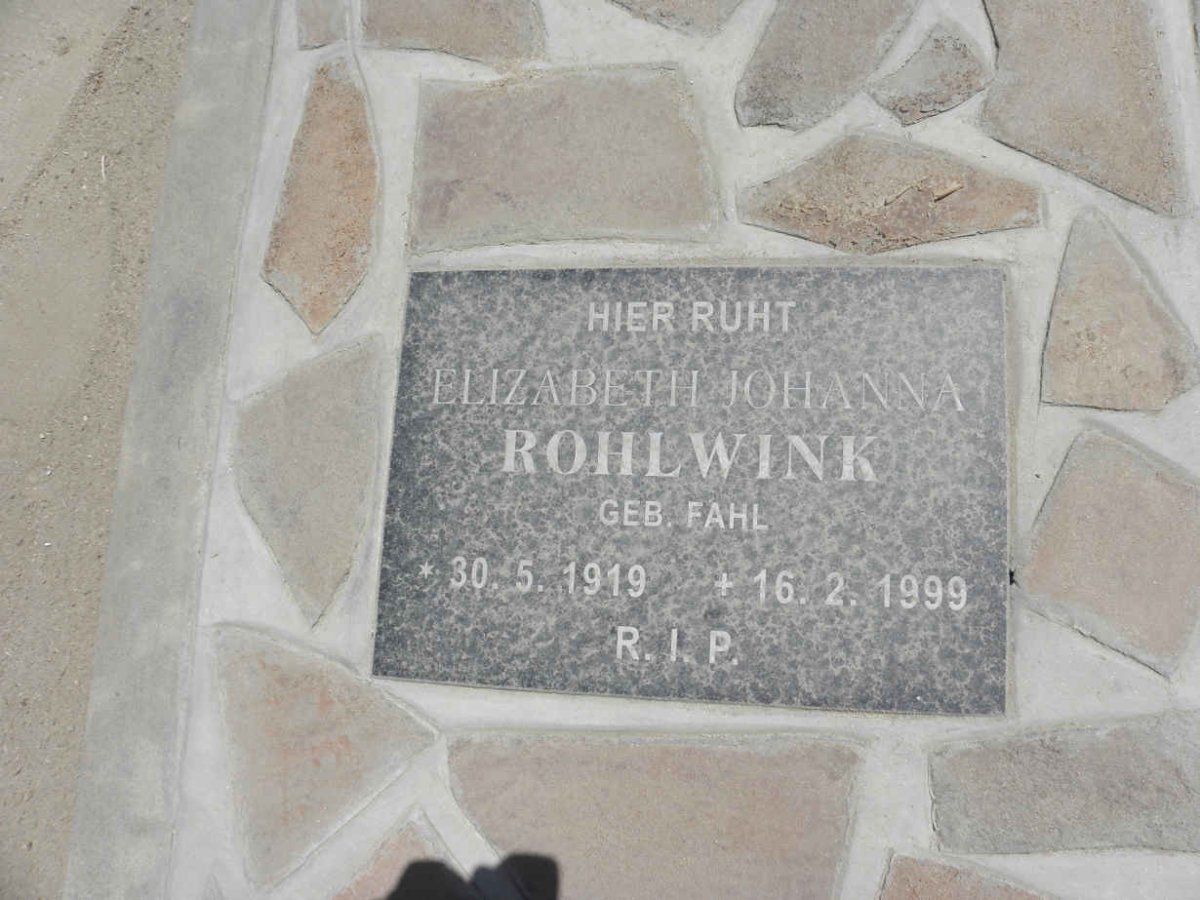 ROHLWINK Elizabeth Johanna nee FAHL 1919-1999