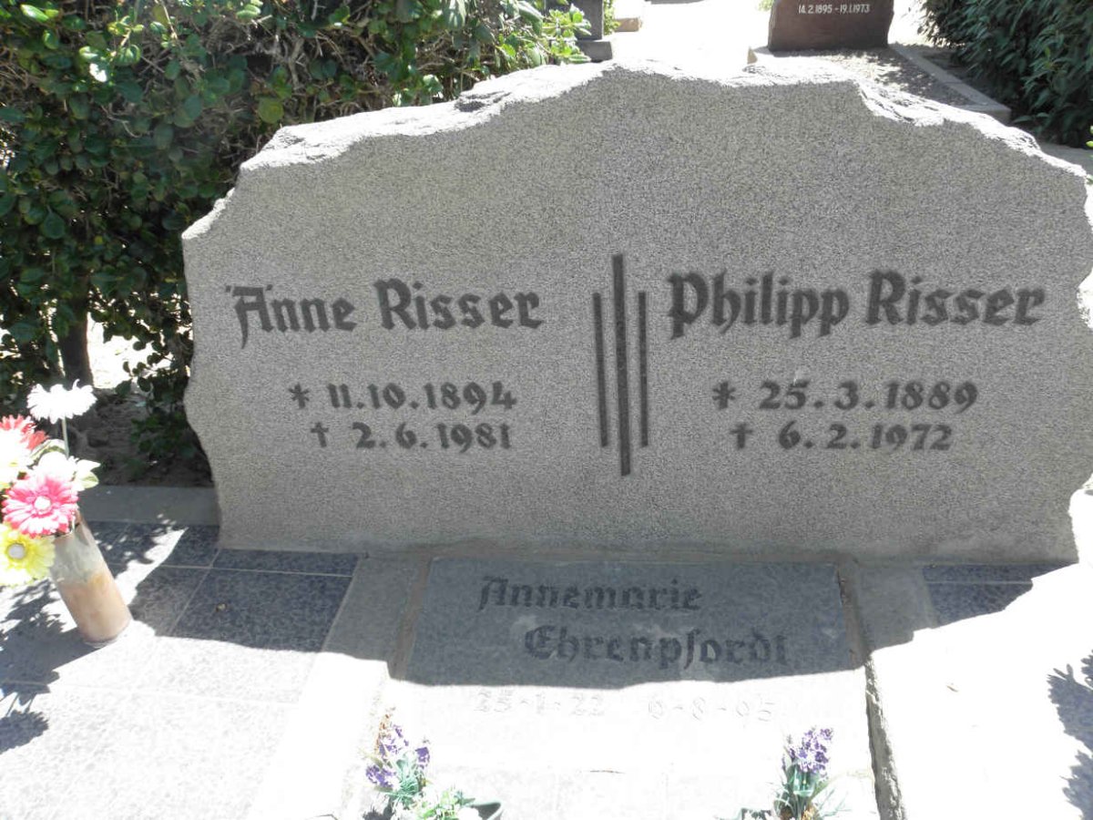 RISSER Philipp 1889-1972 &amp; Anne 1894-1981 :: EHRENPFORDT 1922-1995