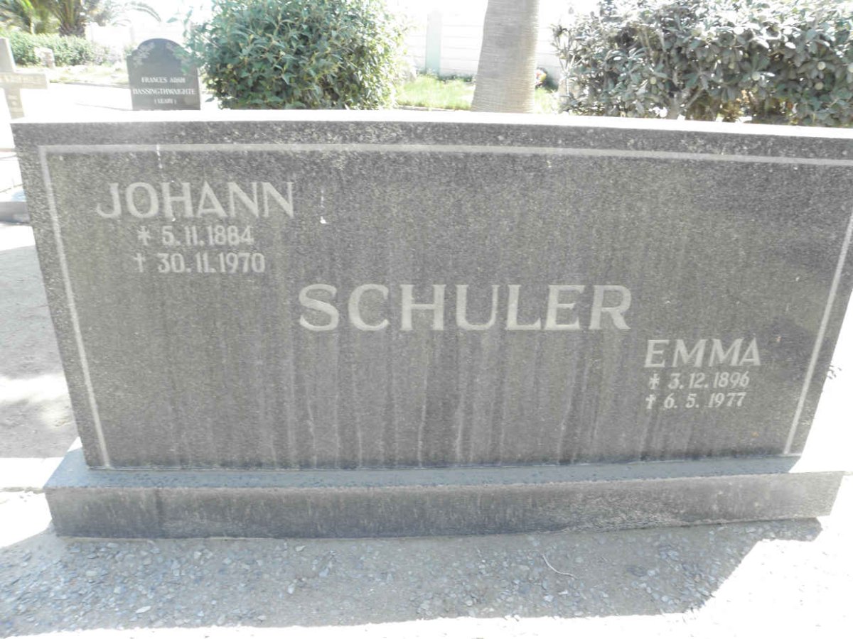 SCHULER Johann 1884-1970 &amp; Emma 1896-1977