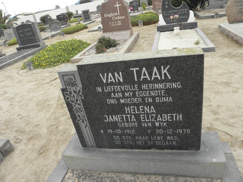 TAAK Helena Janetta Elizabeth, van nee van WYK 1912-1978