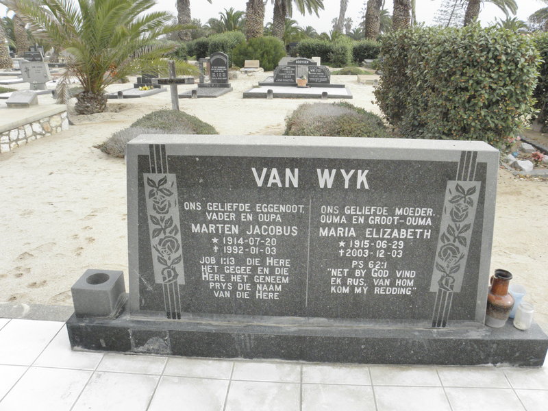 WYK Marten Jacobus, van 1914-1992 &amp; Maria Elizabeth 1915-2003