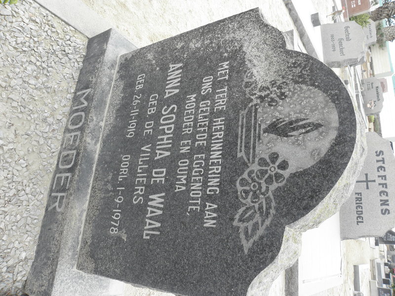 WAAL Anna Sophia, de nee de VILLIERS 1919-1978
