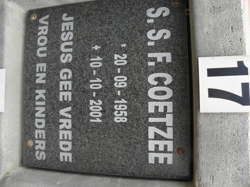 COETZEE S.S.F. 1958-2001
