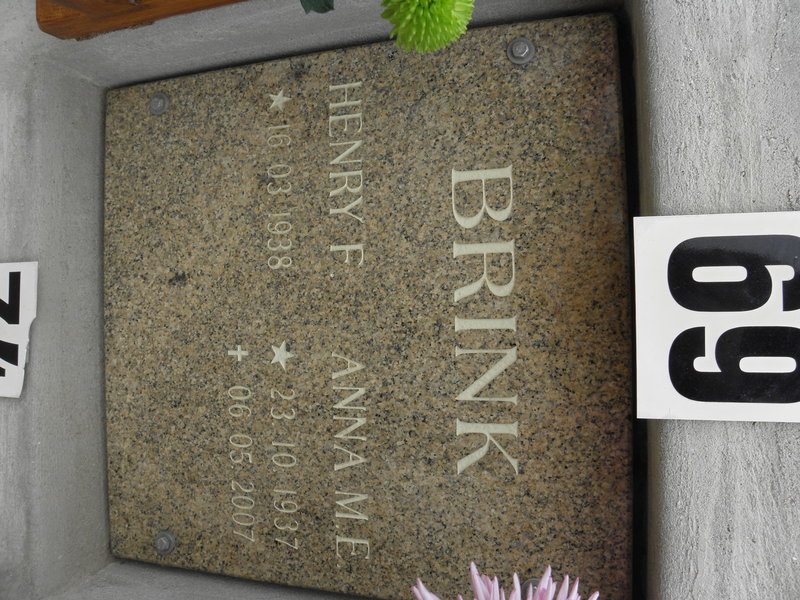 BRINK Henry F. 1938- &amp; Anna M.E. 1937-2007