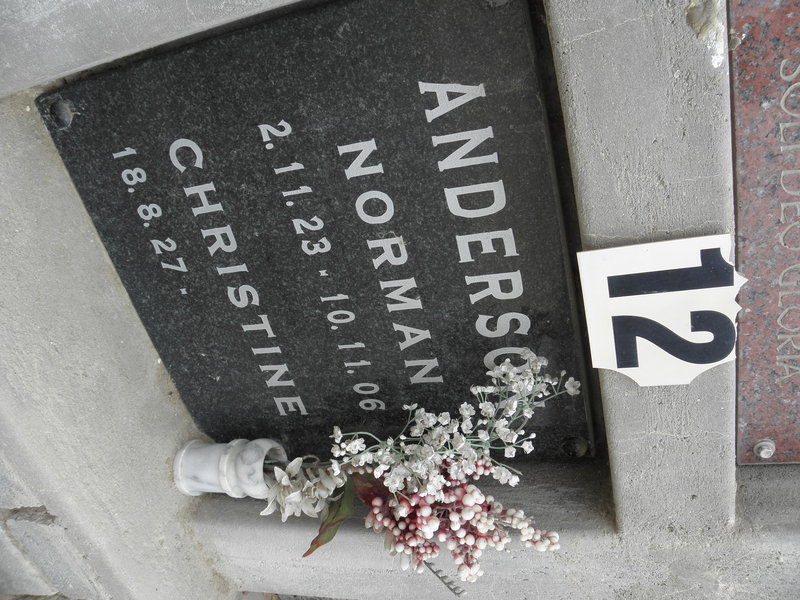 ANDERSON Norman 1923-2006 &amp; Christine 1927-