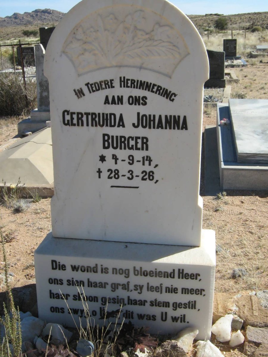 BURGER Gertruida Johanna 1914-1926 