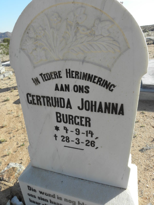 BURGER Gertruida Johanna 1914-1926