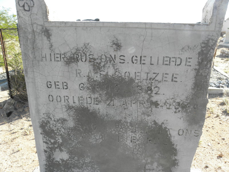 COETZEE R.A.S. 1882-1939